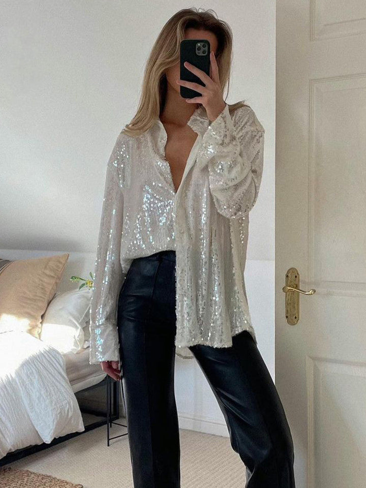 Sofie - Trendy Oversized Blouse with Glitter Effect