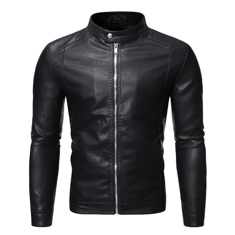 LAURENT MONACO | LEATHER JACKET WITH HIGH COLLAR