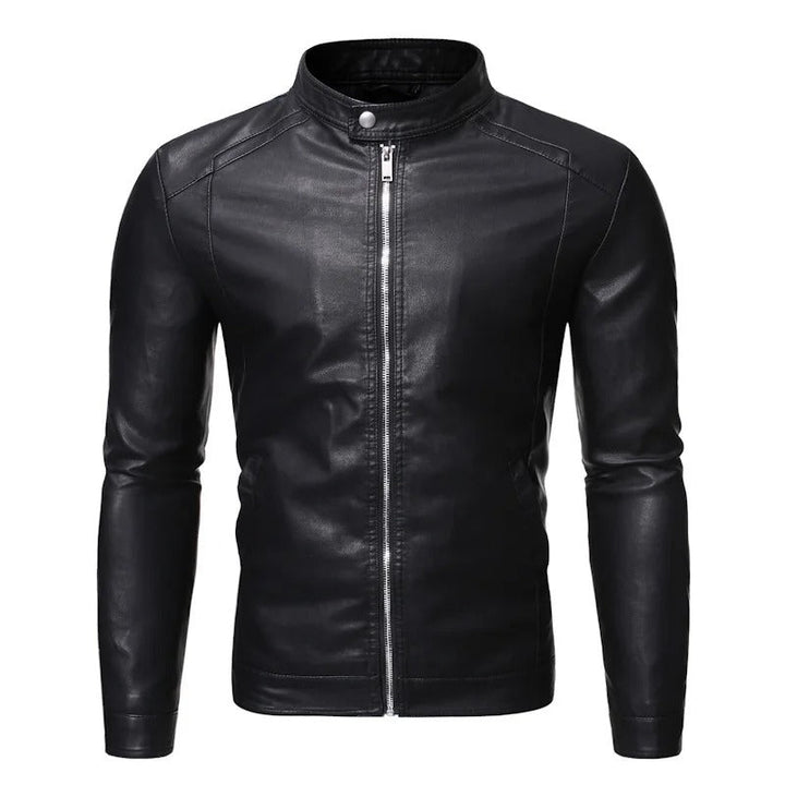 LAURENT MONACO | LEATHER JACKET WITH HIGH COLLAR