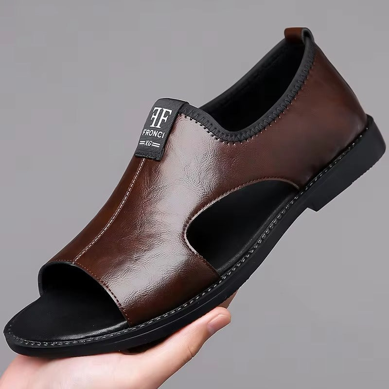 Boriss Comfortable Leather Sandal, view 2 - Elena Harper
