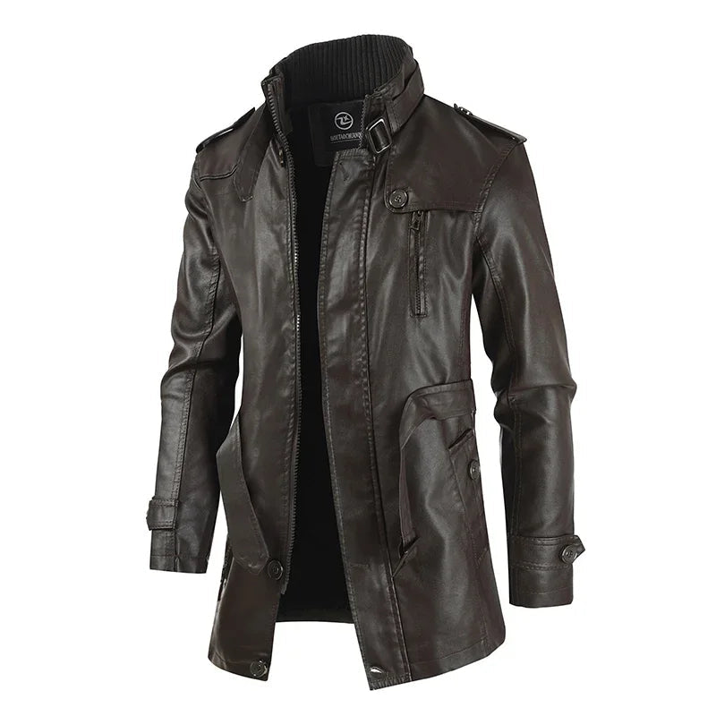 Zacharias - Elegant Long Leather Biker Jacket
