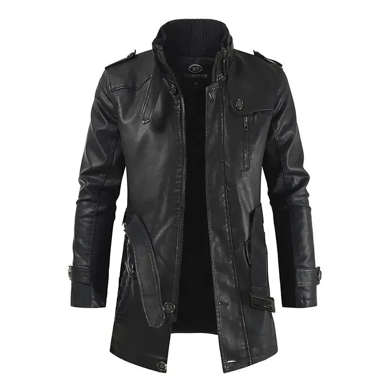 Zacharias - Elegant Long Leather Biker Jacket