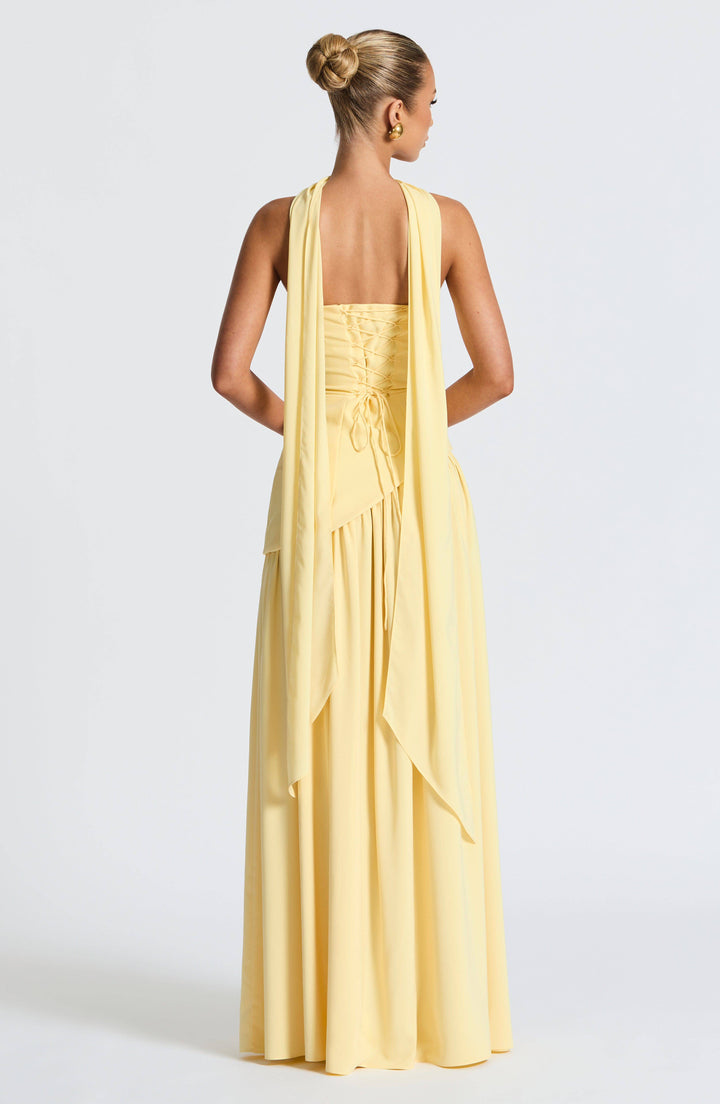 Marisela™ Emma & Rose Cape Town yellow maxi dress featuring a flowy silhouette and elegant design for sophisticated style.