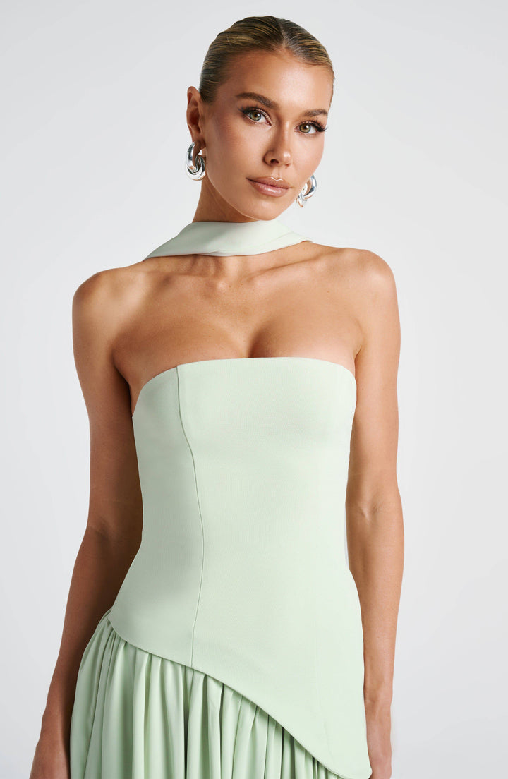 Marisela™ Emma & Rose Cape Town mint maxi dress, elegant flowy dress with a sophisticated design, perfect for formal occasions.