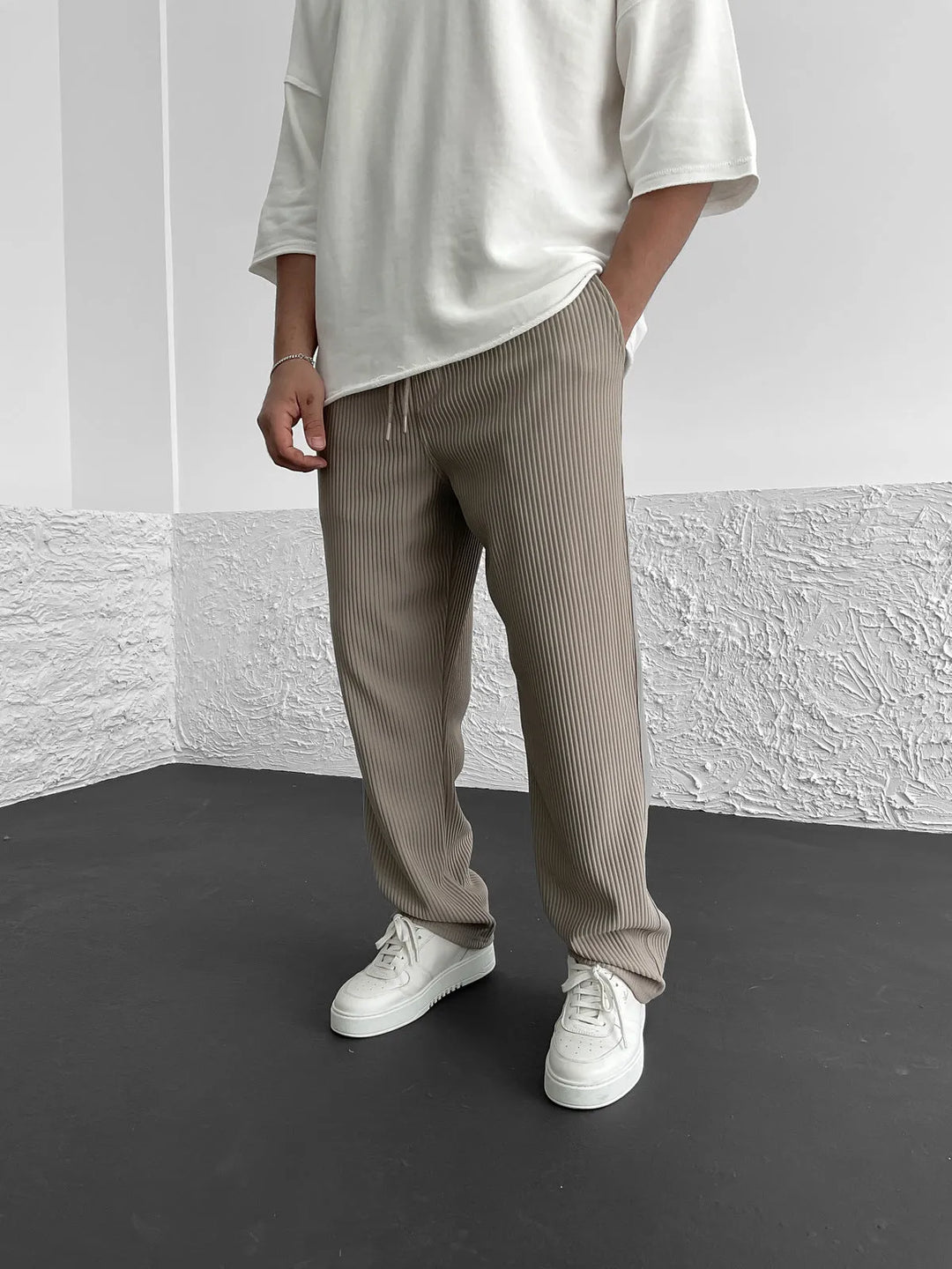 Marion Casual Loose Cord Pants with Drawstring, view 7 - Elena Harper