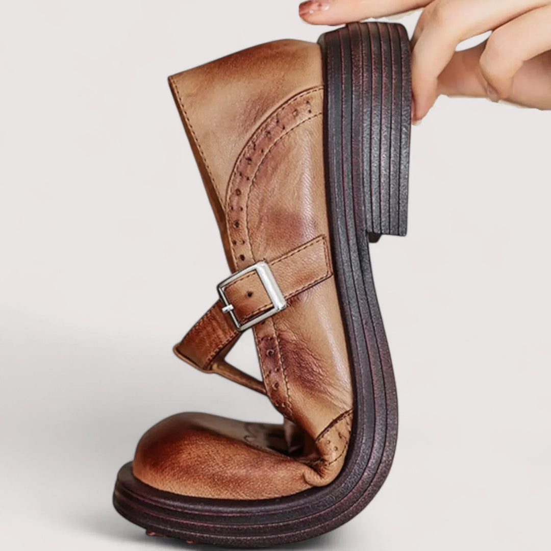 Elegant Leather Mary Janes, view 5 - Elena Harper