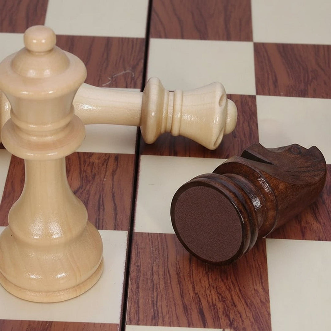 Masterfold Premium Wooden Chess Set With Durable Solid Wood Pieces And Folding Board