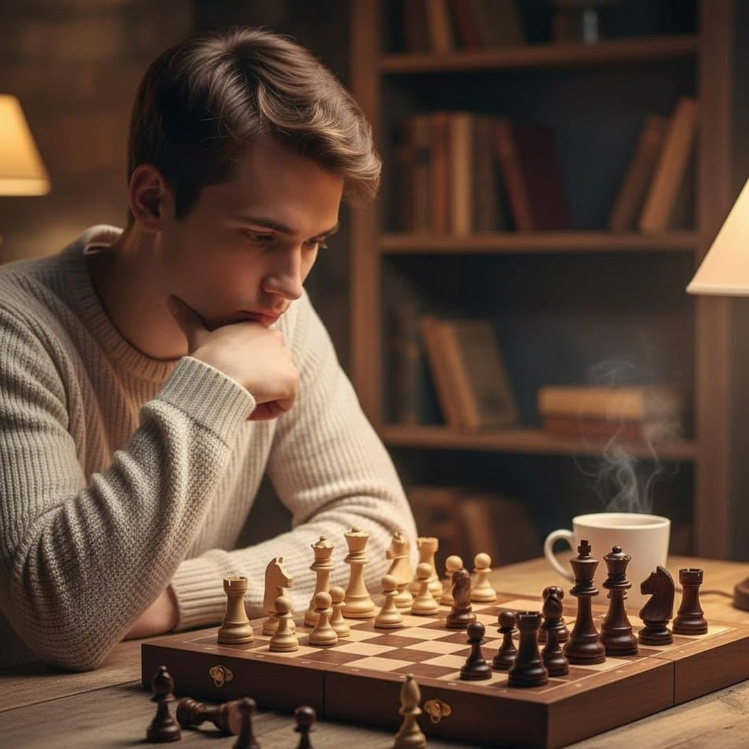 Masterfold Premium Wooden Chess Set With Durable Solid Wood Pieces And Folding Board