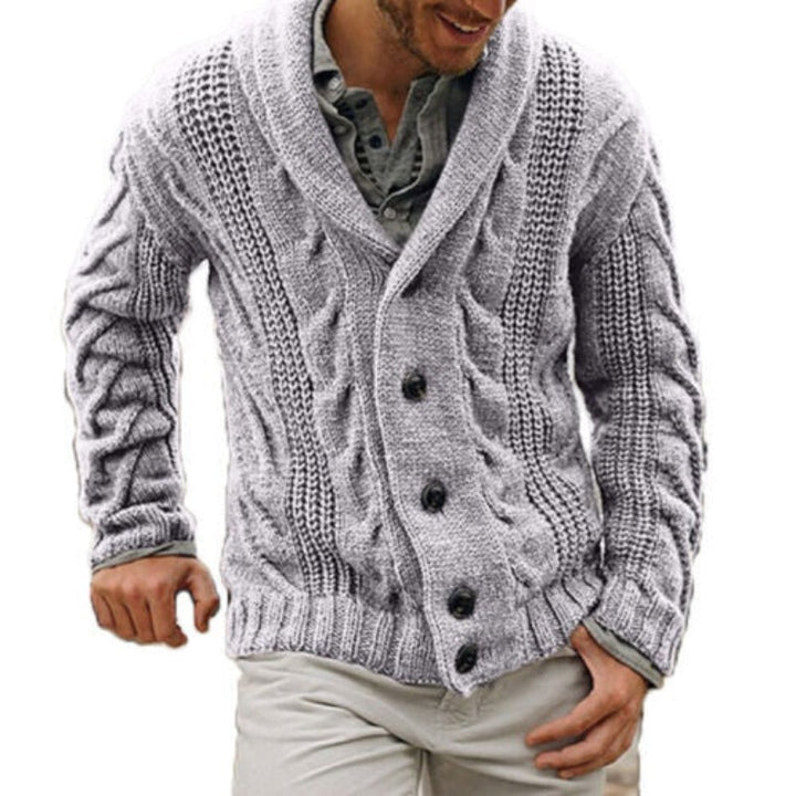 Sébastien - Classic Buttoned Cable Knit Cardigan