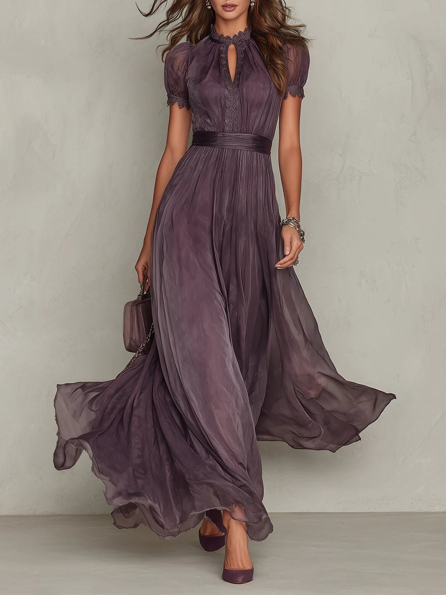 Aria | Maxi Dress Short Sleeve Keyhole Neckline Flowing Elegant