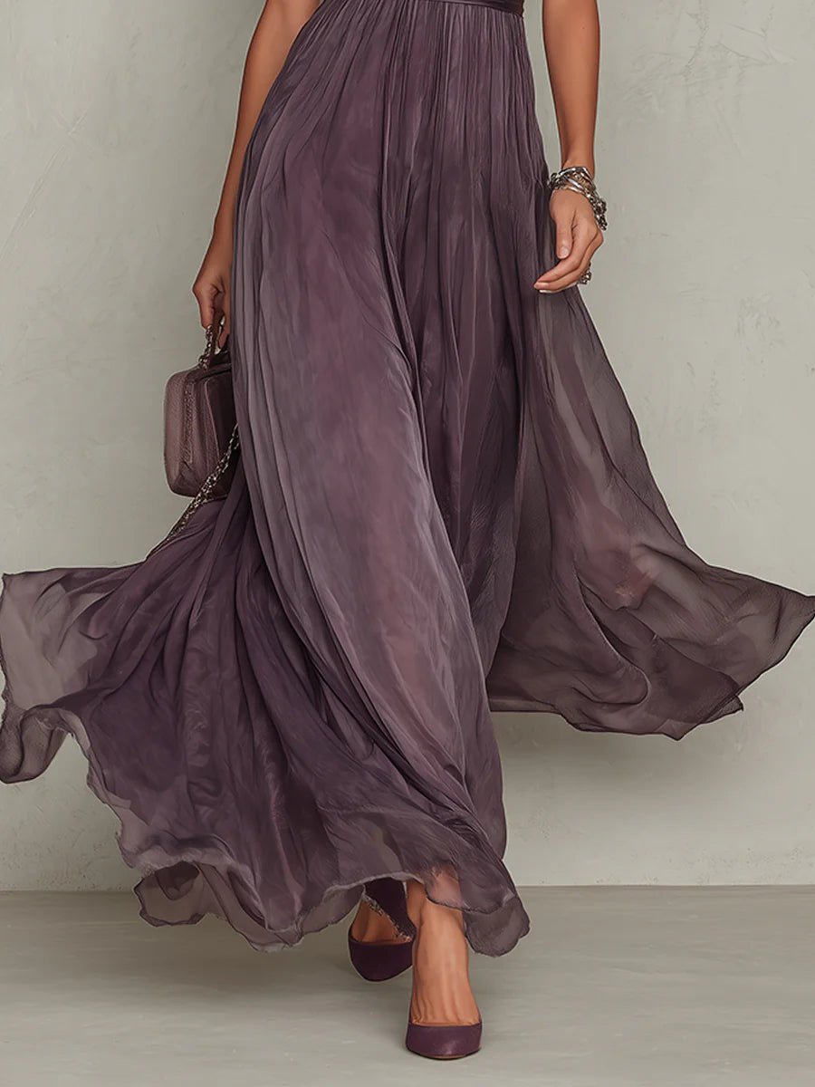 Aria | Maxi Dress Short Sleeve Keyhole Neckline Flowing Elegant
