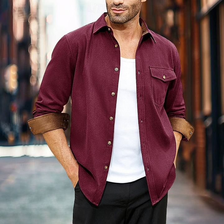 Tristan Rugged Button-Front Overshirt, view 5 - Elena Harper