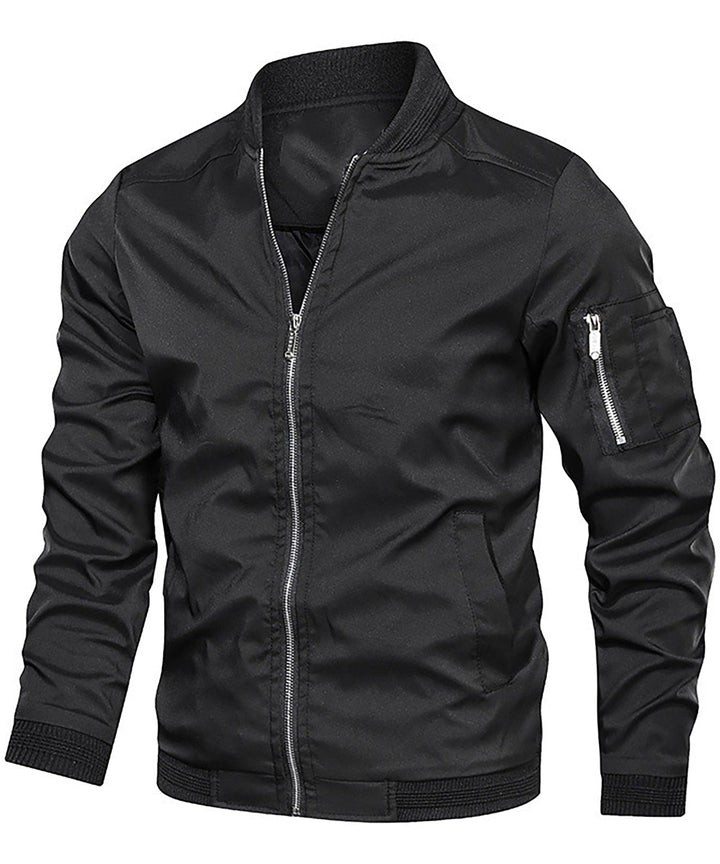Men's Classic Bomber Jacket with Sleeve Zip Pocket