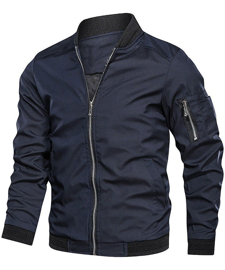 Men's Classic Bomber Jacket with Sleeve Zip Pocket
