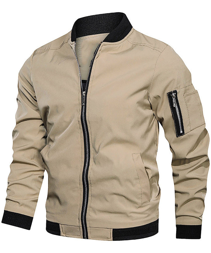 Men's Classic Bomber Jacket with Sleeve Zip Pocket