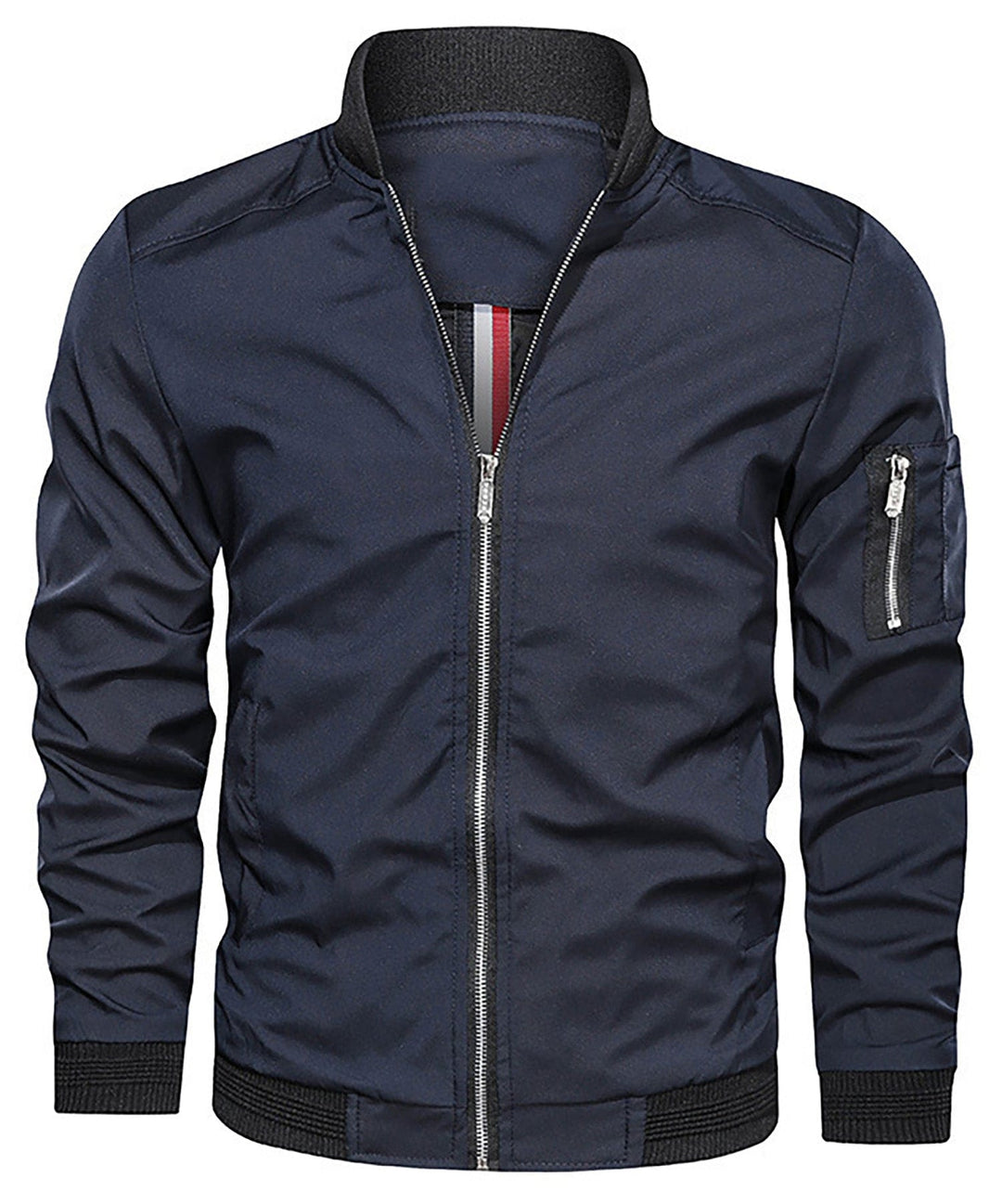 Men's Classic Bomber Jacket with Sleeve Zip Pocket