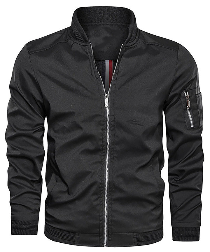 Men's Classic Bomber Jacket with Sleeve Zip Pocket