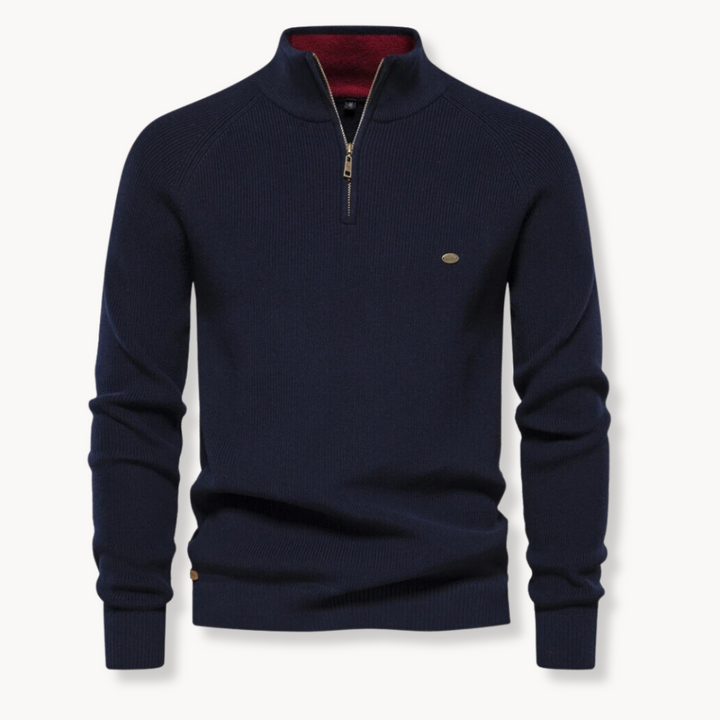 Men's Half-Zip Ribbed Sweater – Versatile Comfort & Style