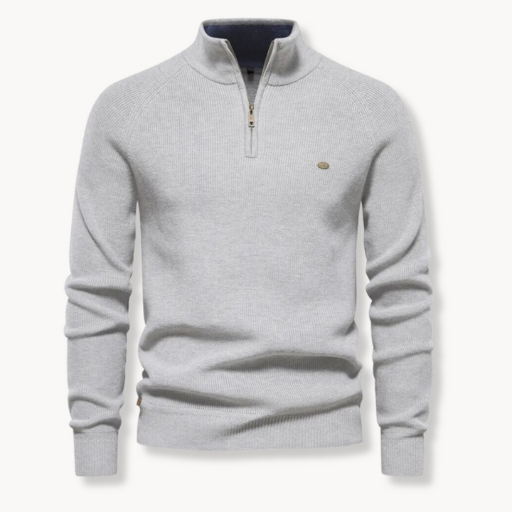 Men's Half-Zip Ribbed Sweater – Versatile Comfort & Style