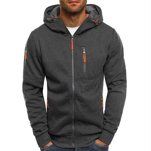 Men's Cotton-Blend Zip-Up Hoodie with Zip Pockets - Elena Harper