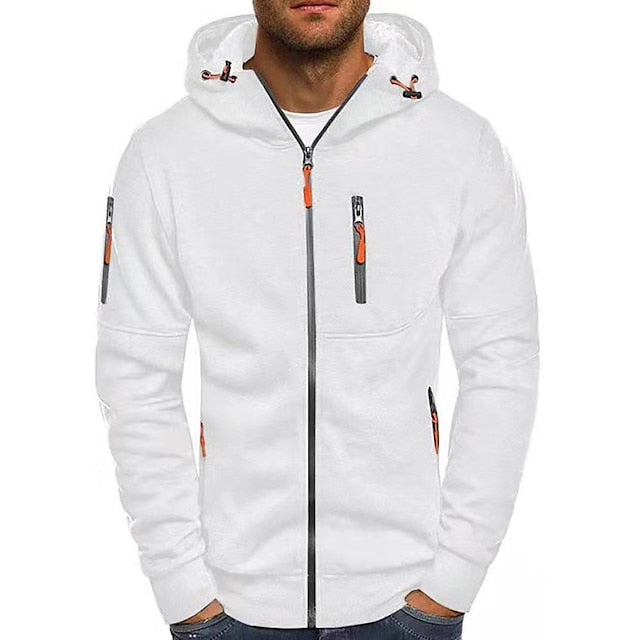 Men's Cotton-Blend Zip-Up Hoodie with Zip Pockets - Elena Harper