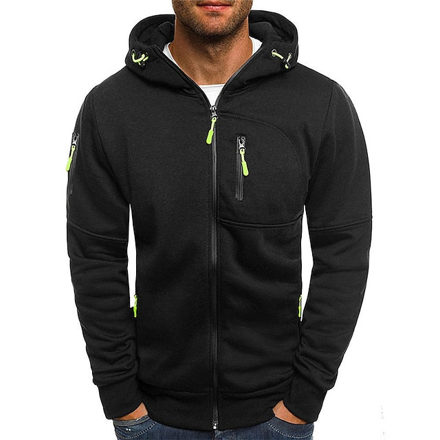 Men's Cotton-Blend Zip-Up Hoodie with Zip Pockets - Elena Harper