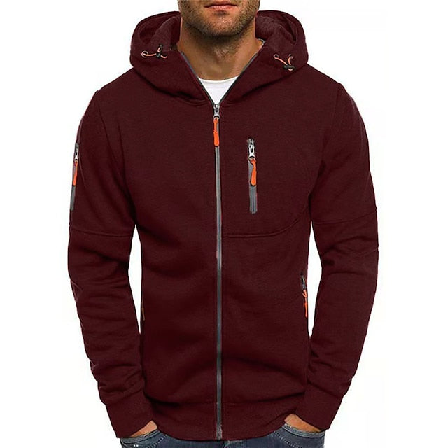 Men's Cotton-Blend Zip-Up Hoodie with Zip Pockets - Elena Harper