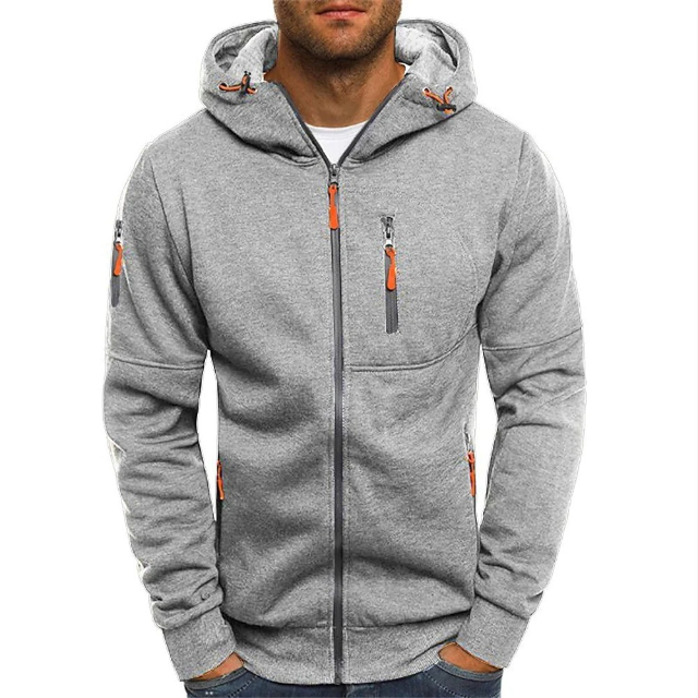 Men's Cotton-Blend Zip-Up Hoodie with Zip Pockets - Elena Harper