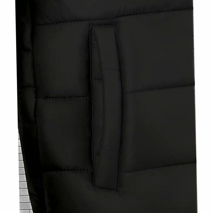 Men's Winter Jacket with Hood - Quilted Coated