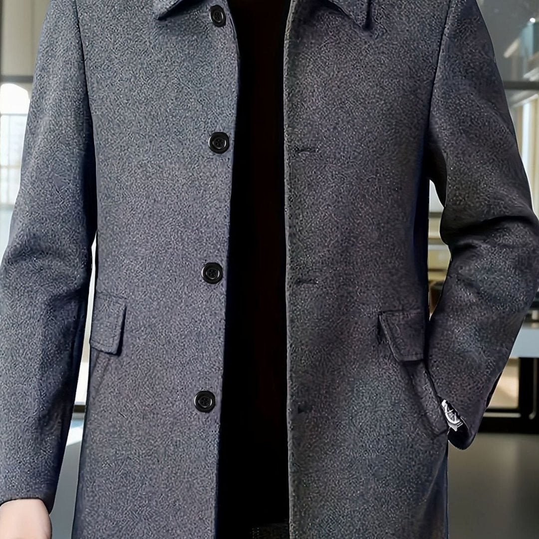 Men's Wool Overcoat Relaxed Fit – Single-breasted with Classic Collar