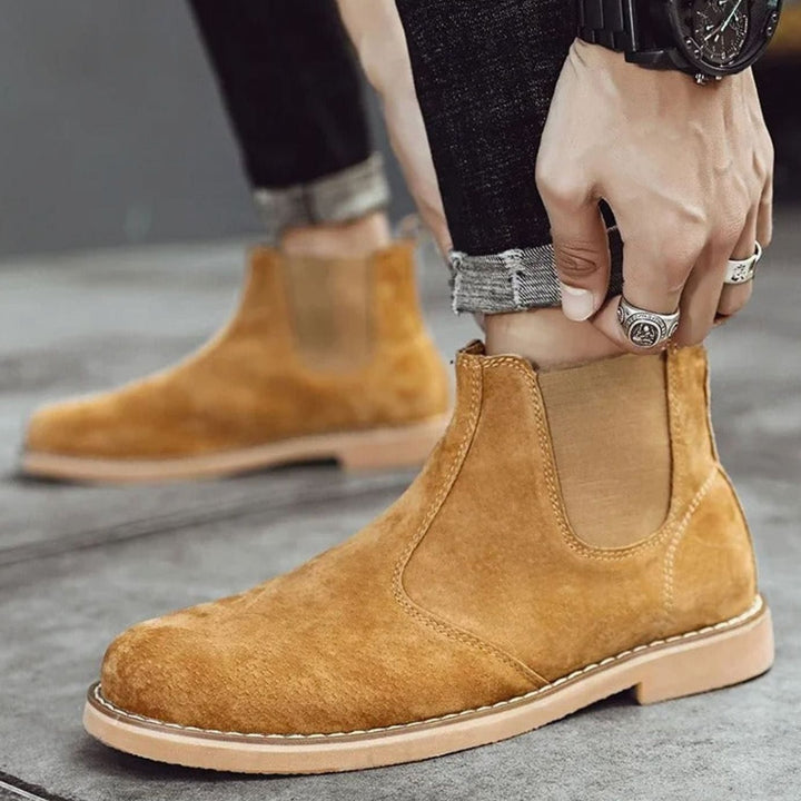 Men's Slip-On Leather Chelsea Boots with Rubber Sole