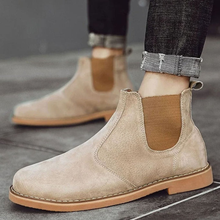 Men's Slip-On Leather Chelsea Boots with Rubber Sole