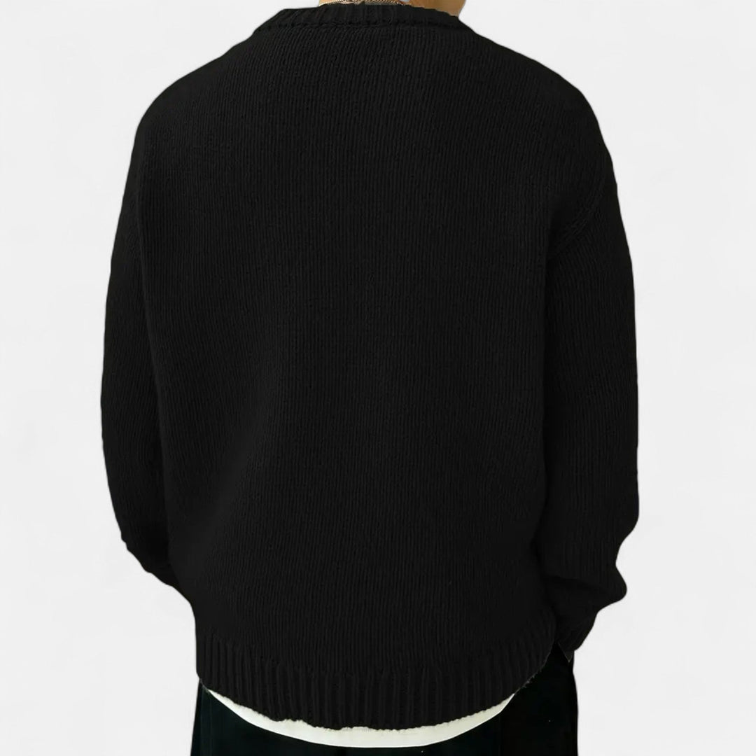 Men's Solid Crew Neck Pullover Sweater, view 10 - Elena Harper