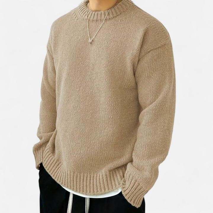 Men's Solid Crew Neck Pullover Sweater, view 5 - Elena Harper