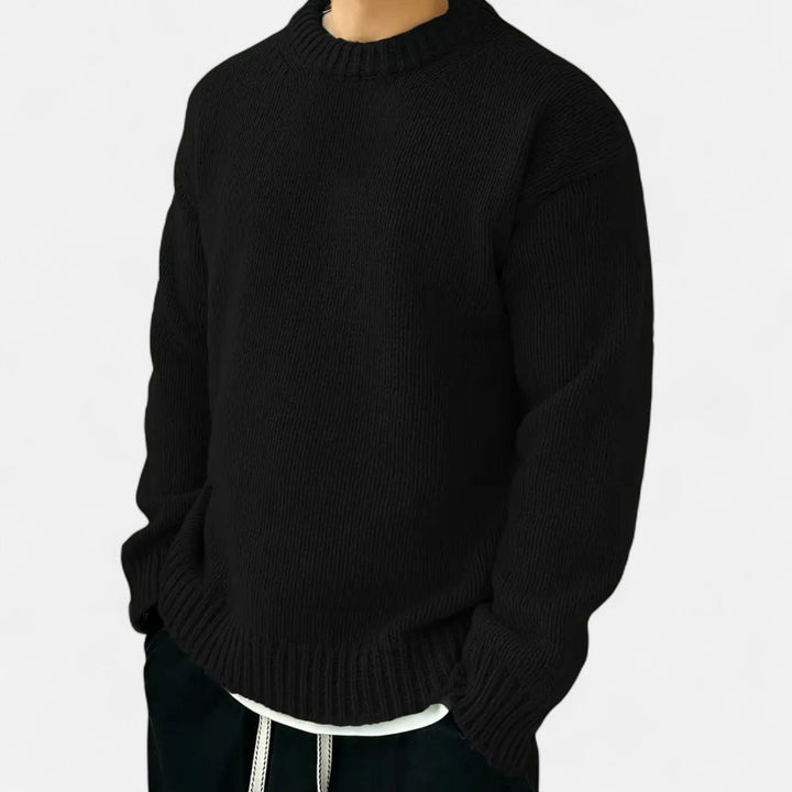 Men's Solid Crew Neck Pullover Sweater, view 6 - Elena Harper