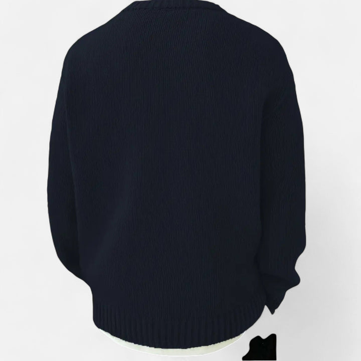 Men's Solid Crew Neck Pullover Sweater, view 9 - Elena Harper