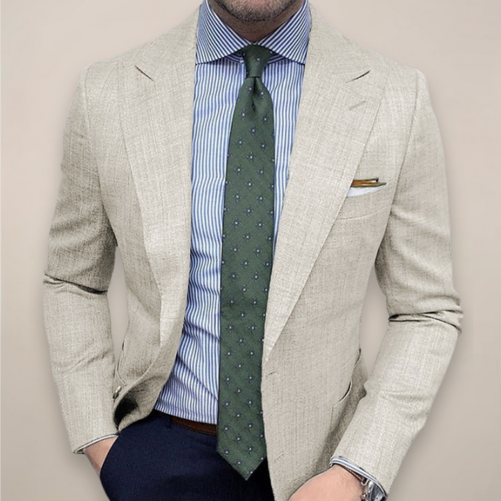 Men's Spring Textured Tailored Blazer Jacket, view 3 - Elena Harper