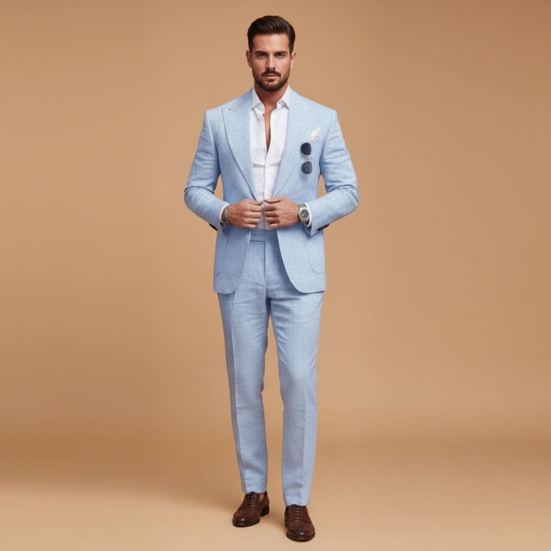 Men's Formal Two-Piece Suit with Notch Lapel Blazer