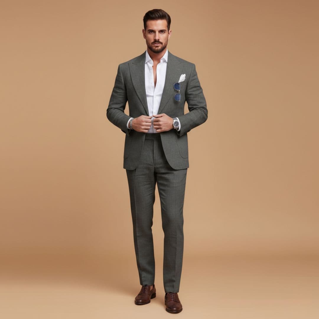Men's Formal Two-Piece Suit with Notch Lapel Blazer