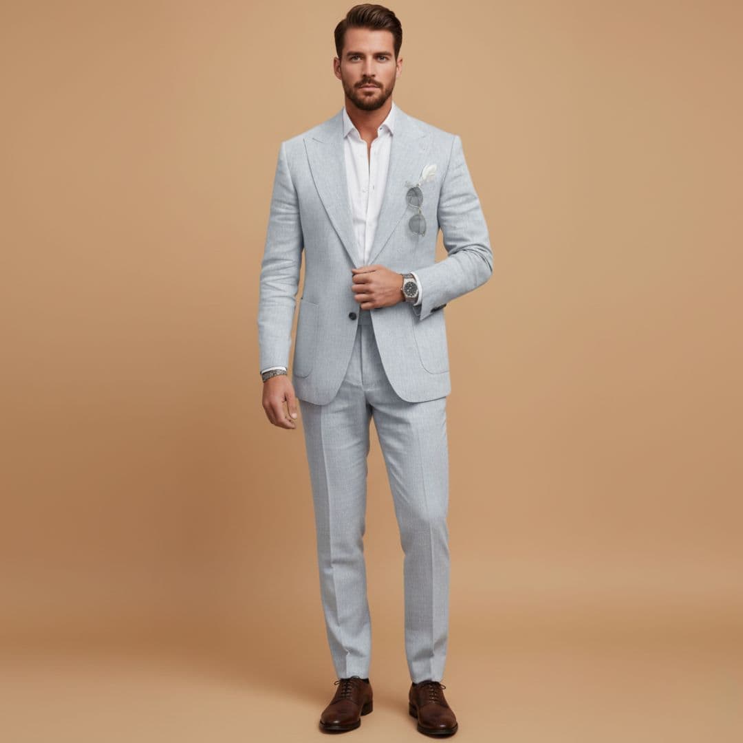 Men's Formal Two-Piece Suit with Notch Lapel Blazer
