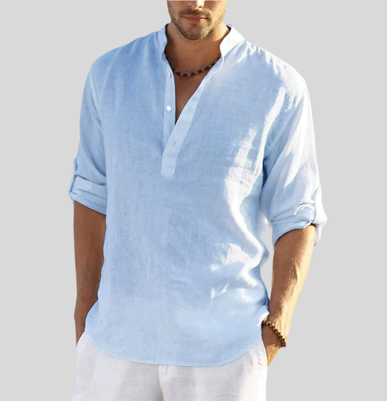 Felix | Men's Casual Stand-Up Collar Half-Placket Shirt