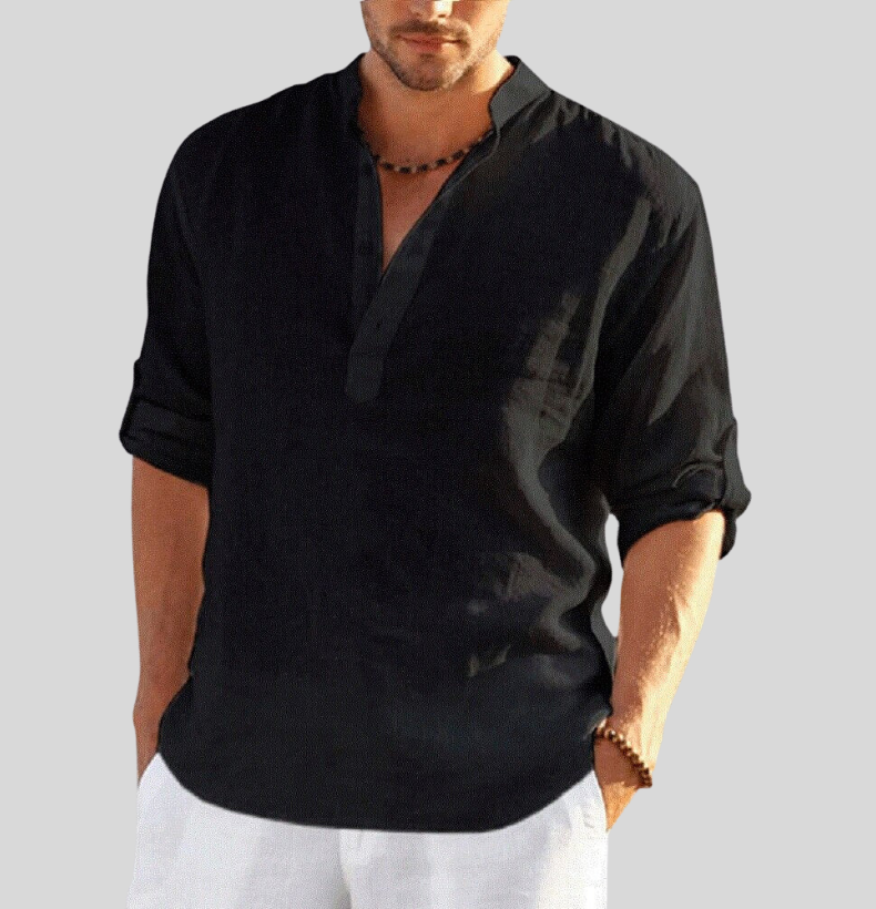Felix | Men's Casual Stand-Up Collar Half-Placket Shirt