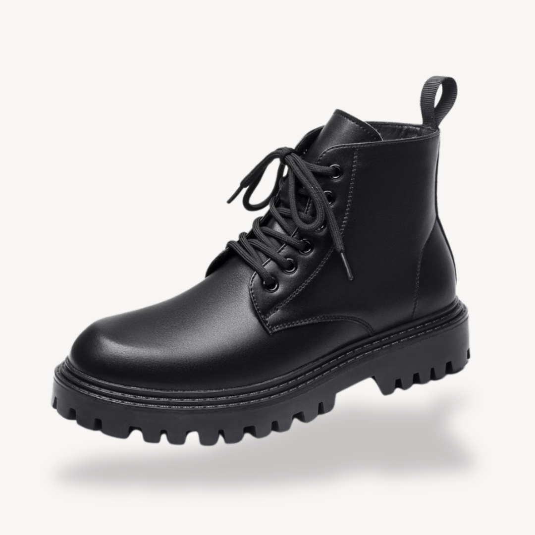 Men's Black Combat Boots with Chunky Sole