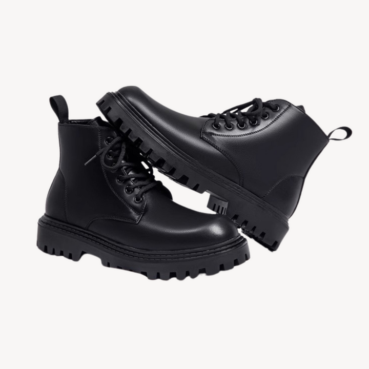 Men's Black Combat Boots with Chunky Sole