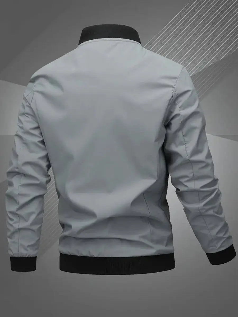 Men's Lightweight Bomber Jacket with Baseball Collar