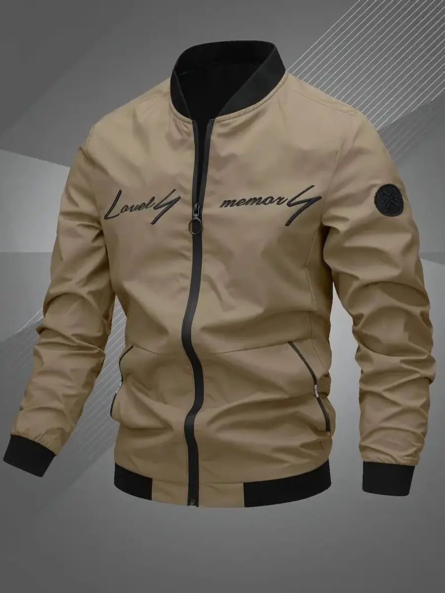 Men's Lightweight Bomber Jacket with Baseball Collar