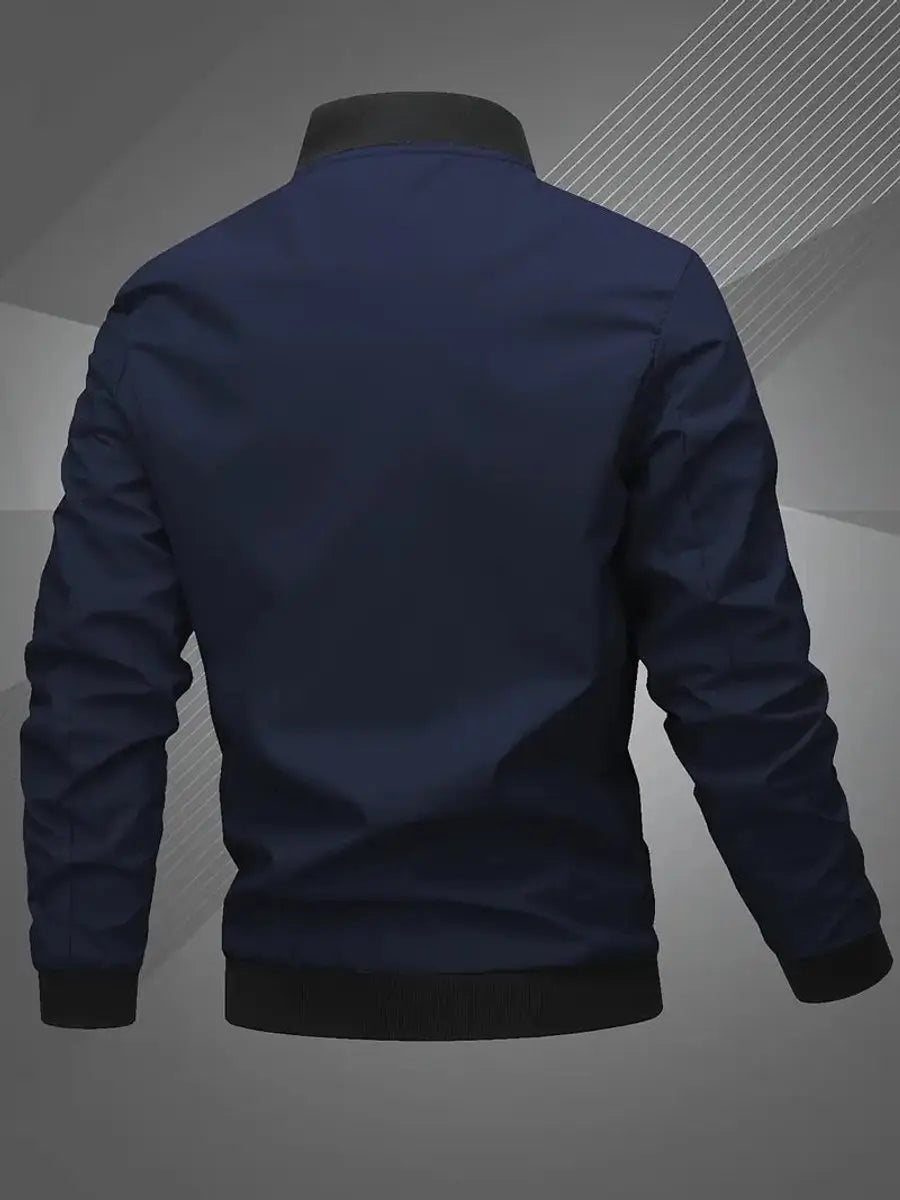 Men's Lightweight Bomber Jacket with Baseball Collar