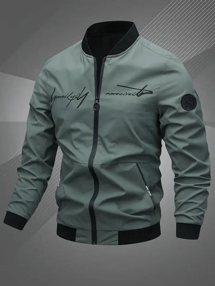 Men's Lightweight Bomber Jacket with Baseball Collar
