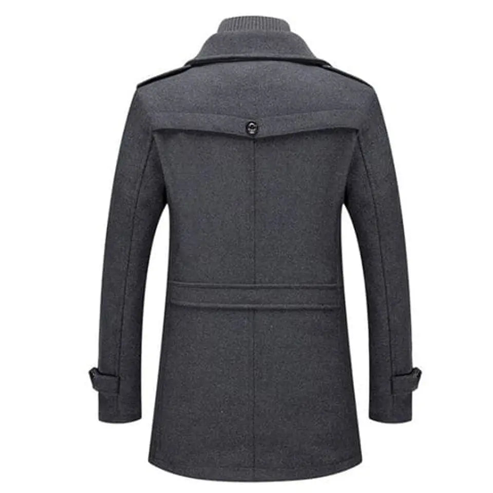 Men's Double-Layer Winter Coat with Integrated Knit Collar