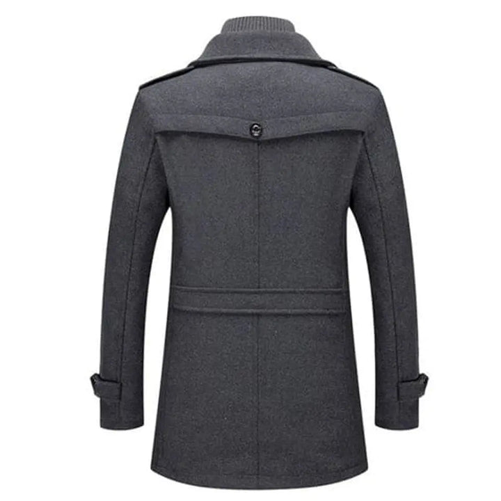 Men's Double-Layer Winter Coat with Integrated Knit Collar